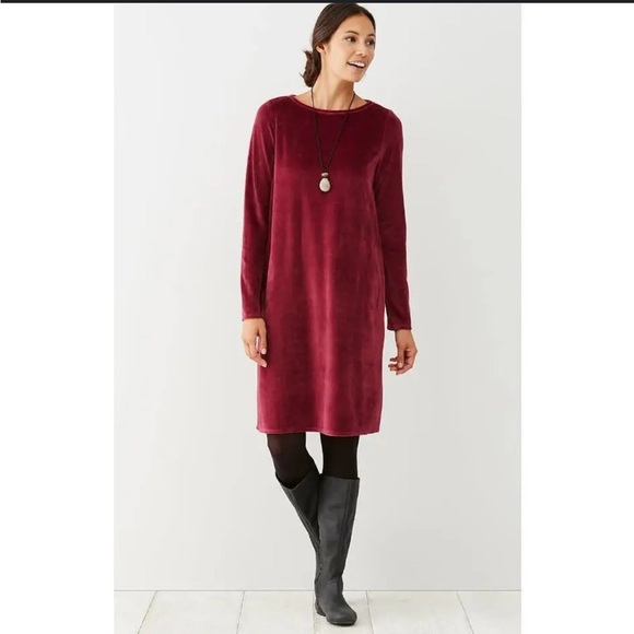J. Jill Pure Jill Luxuriously Soft Velour Dress Red Cassis size Small - Picture 1 of 8